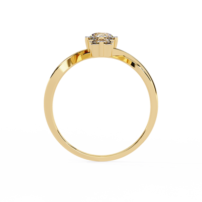 Modern Trio-Diamond Bypass Gold Ring - 0.65 Ct