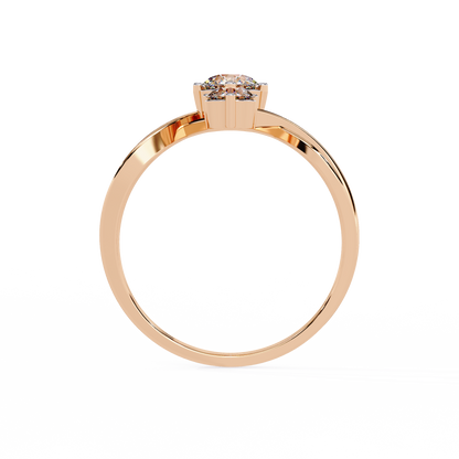 Modern Trio-Diamond Bypass Gold Ring - 0.65 Ct