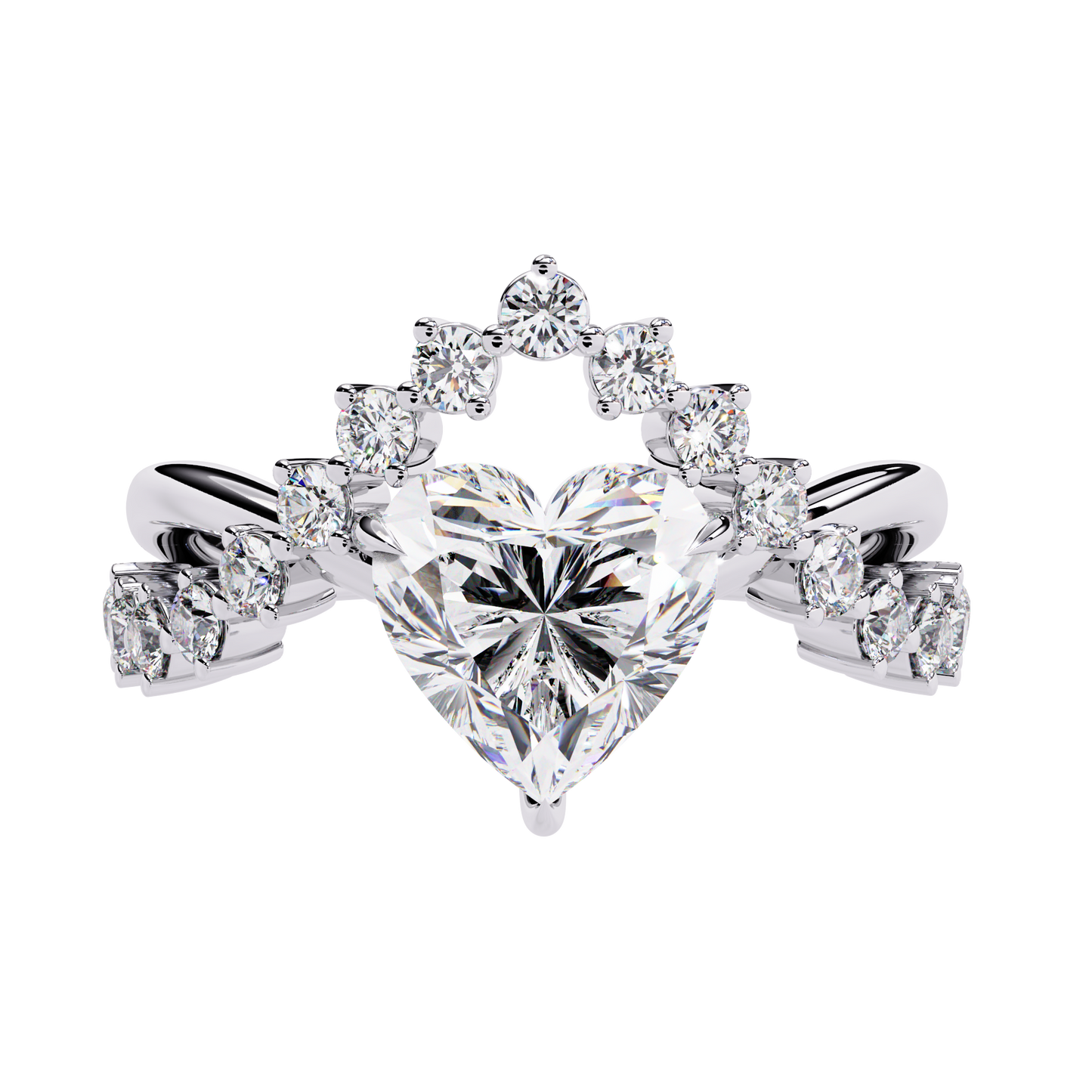 The Royal Heart Tiara Diamond Ring In Gold - 2.62 Ct