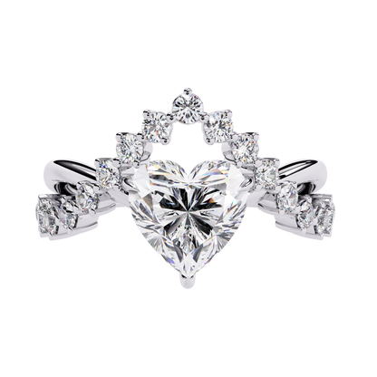 The Royal Heart Tiara Diamond Ring In Gold - 2.62 Ct