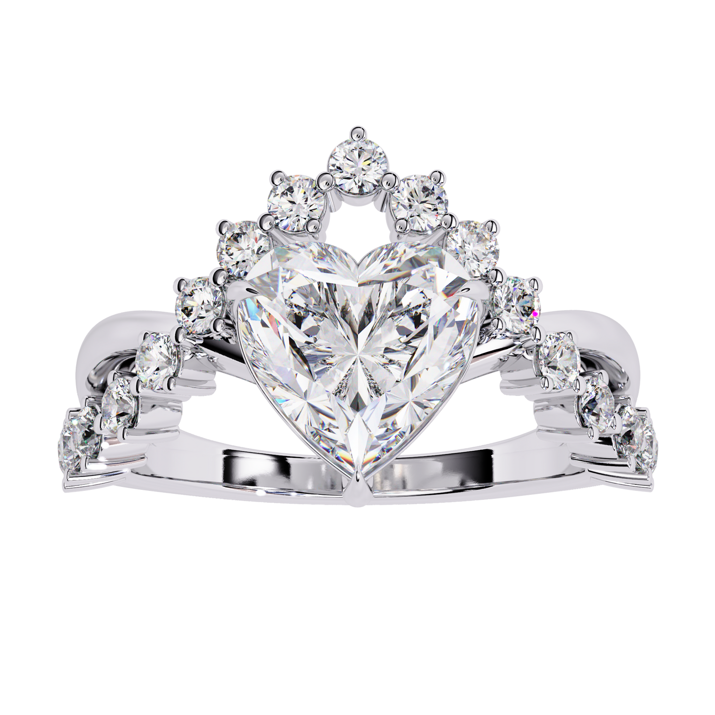The Royal Heart Tiara Diamond Ring In Gold - 2.62 Ct
