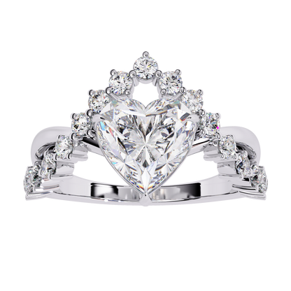 The Royal Heart Tiara Diamond Ring In Gold - 2.62 Ct