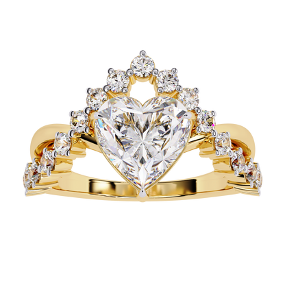 The Royal Heart Tiara Diamond Ring In Gold - 2.62 Ct