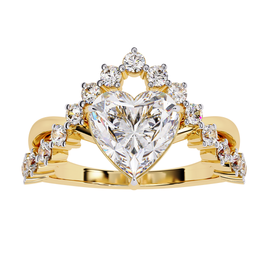 The Royal Heart Tiara Diamond Ring In Gold - 2.62 Ct