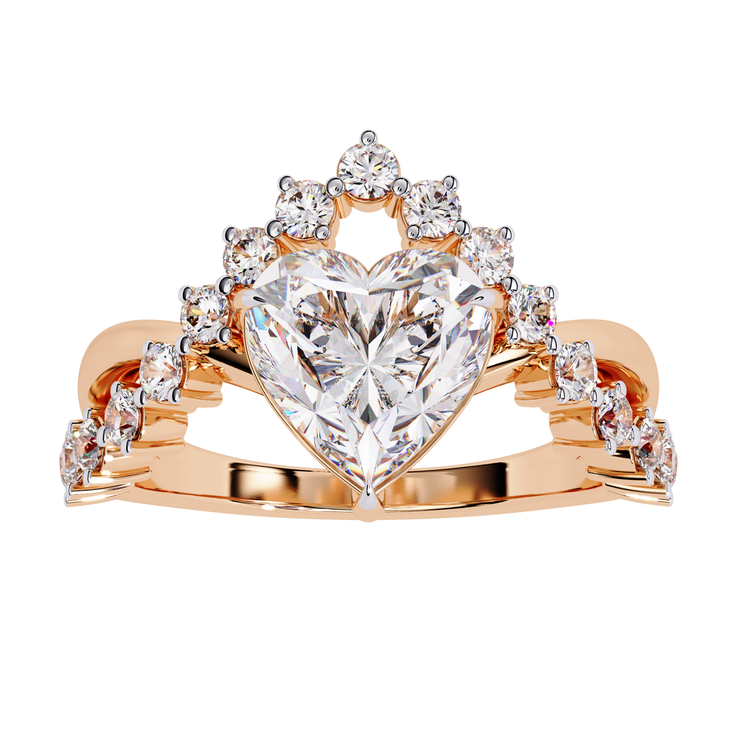 The Royal Heart Tiara Diamond Ring In Gold - 2.62 Ct