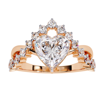 The Royal Heart Tiara Diamond Ring In Gold - 2.62 Ct