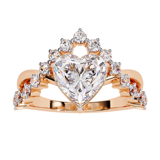 The Royal Heart Tiara Diamond Ring In Gold - 2.62 Ct