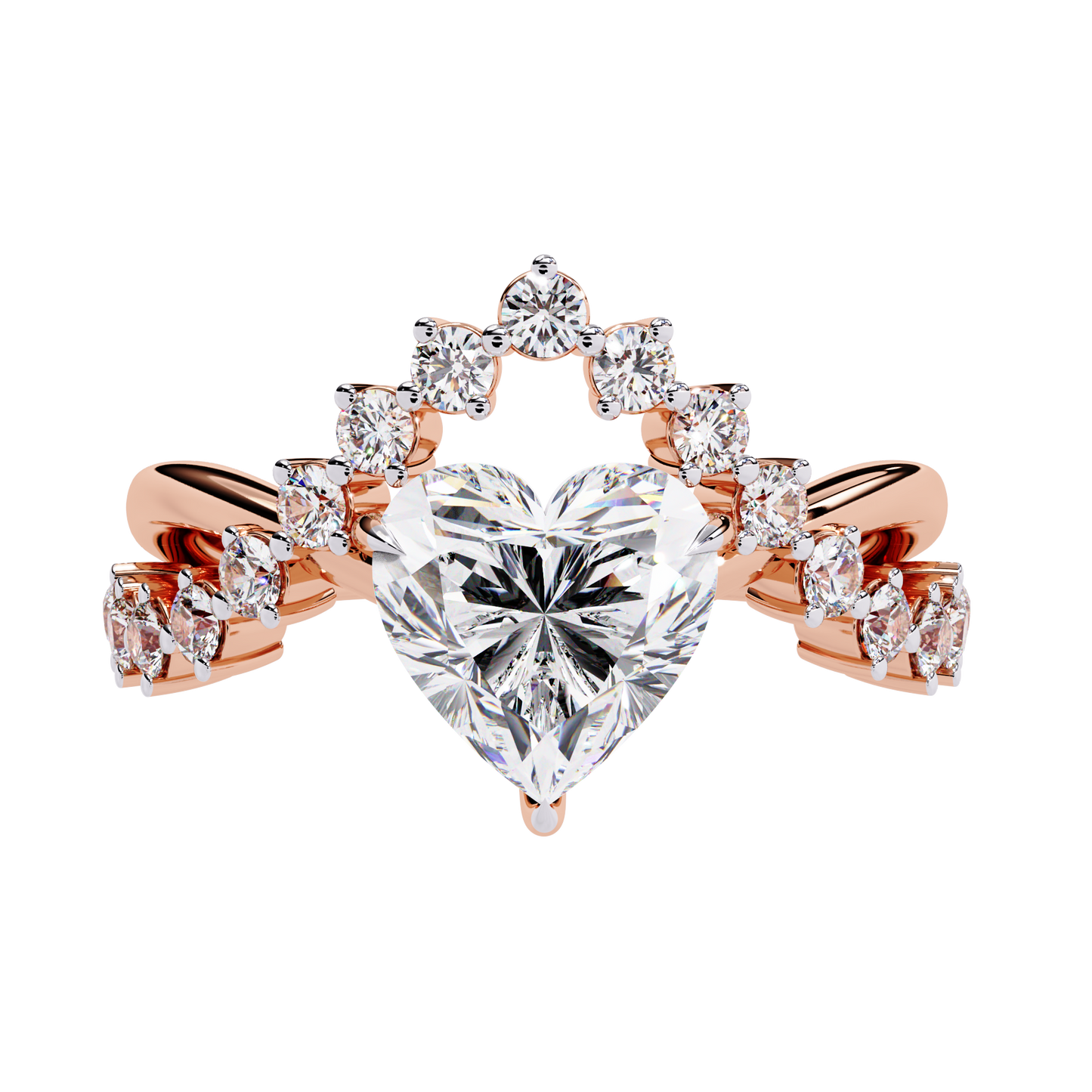 The Royal Heart Tiara Diamond Ring In Gold - 2.62 Ct