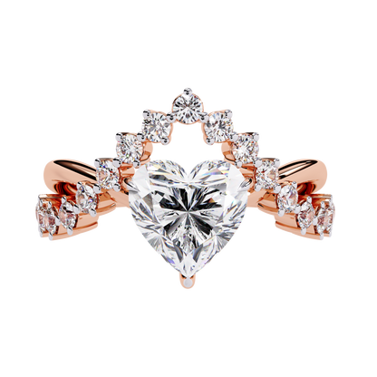 The Royal Heart Tiara Diamond Ring In Gold - 2.62 Ct