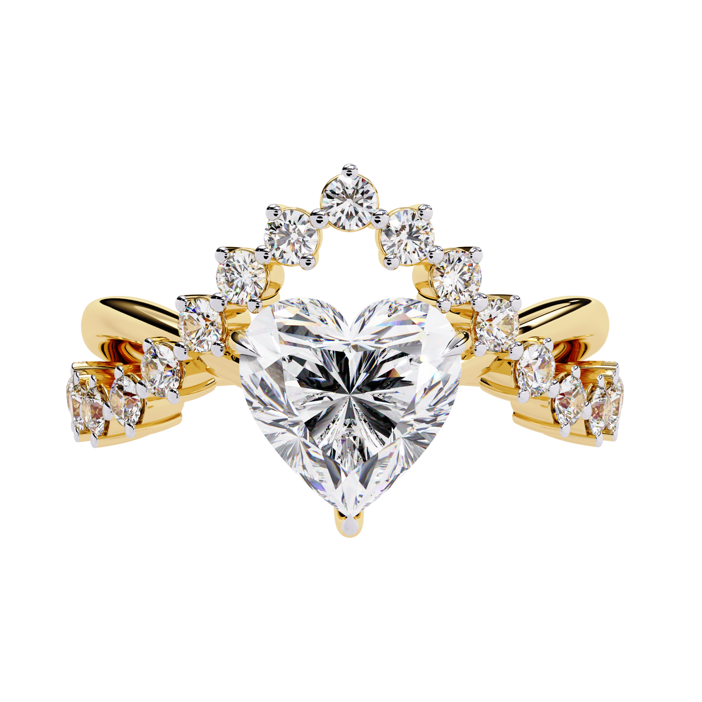 The Royal Heart Tiara Diamond Ring In Gold - 2.62 Ct