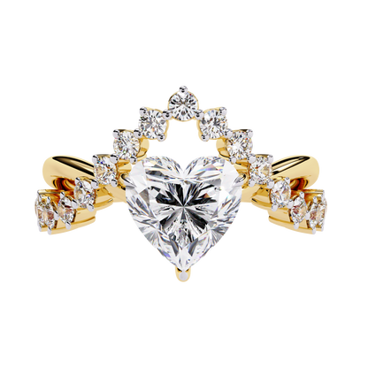 The Royal Heart Tiara Diamond Ring In Gold - 2.62 Ct