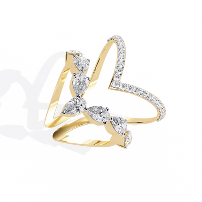 The Apex Statement: Diamond V-Shape Crown Ring in Yellow Gold - 1.42 Ct