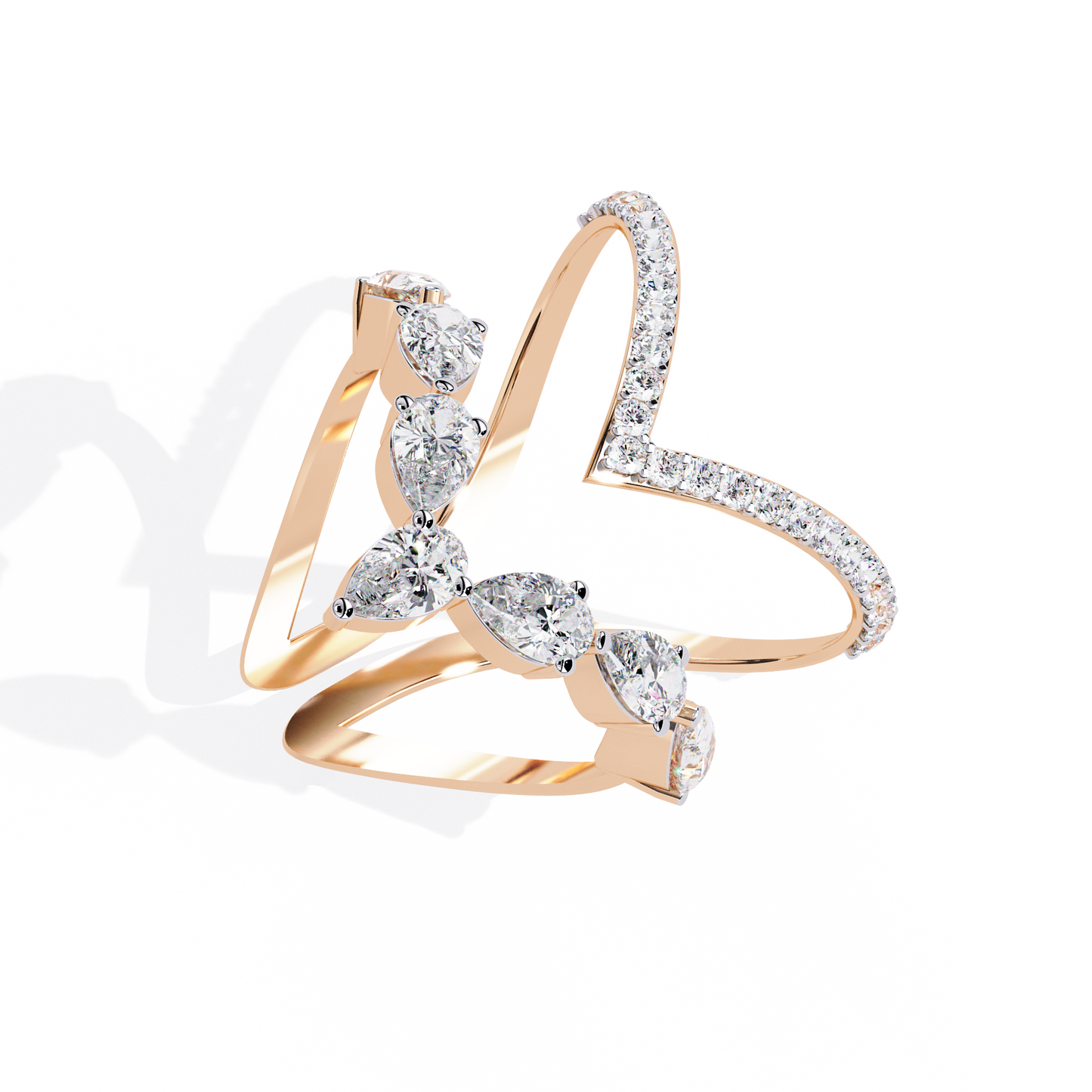 The Apex Statement: Diamond V-Shape Crown Ring in Yellow Gold - 1.42 Ct