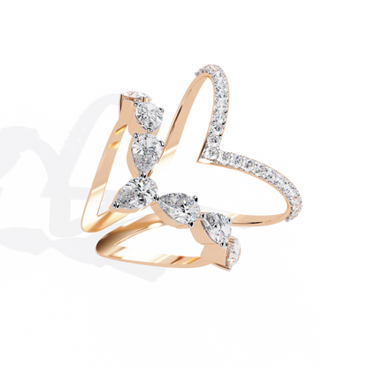 The Apex Statement: Diamond V-Shape Crown Ring in Yellow Gold - 1.42 Ct