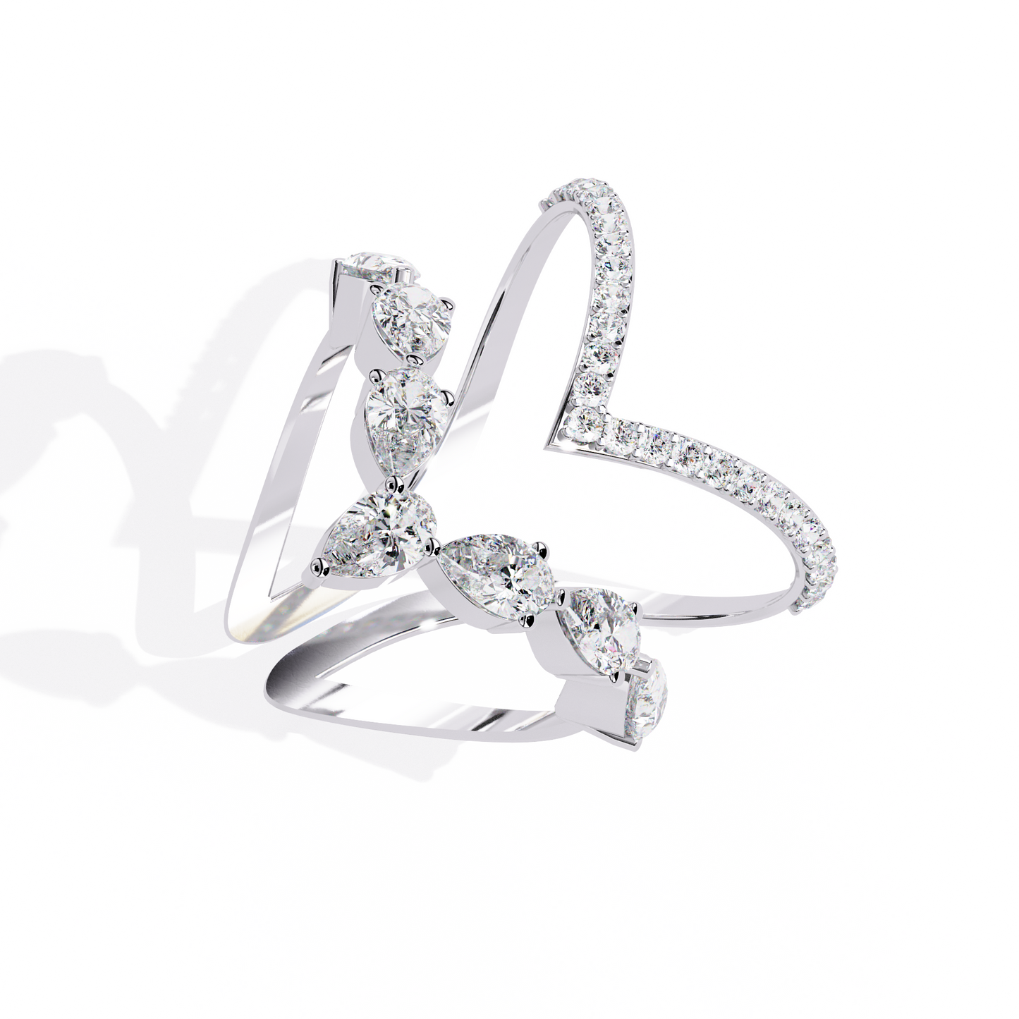 The Apex Statement: Diamond V-Shape Crown Ring in Yellow Gold - 1.42 Ct