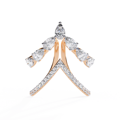 The Apex Statement: Diamond V-Shape Crown Ring in Yellow Gold - 1.42 Ct