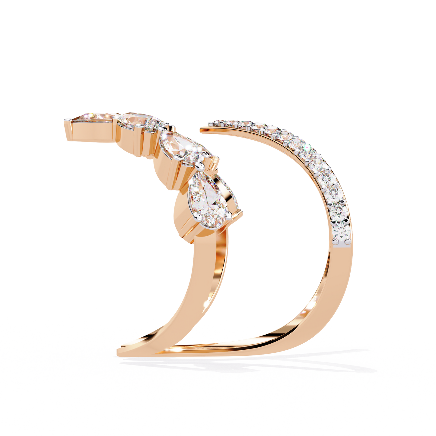 The Apex Statement: Diamond V-Shape Crown Ring in Yellow Gold - 1.42 Ct