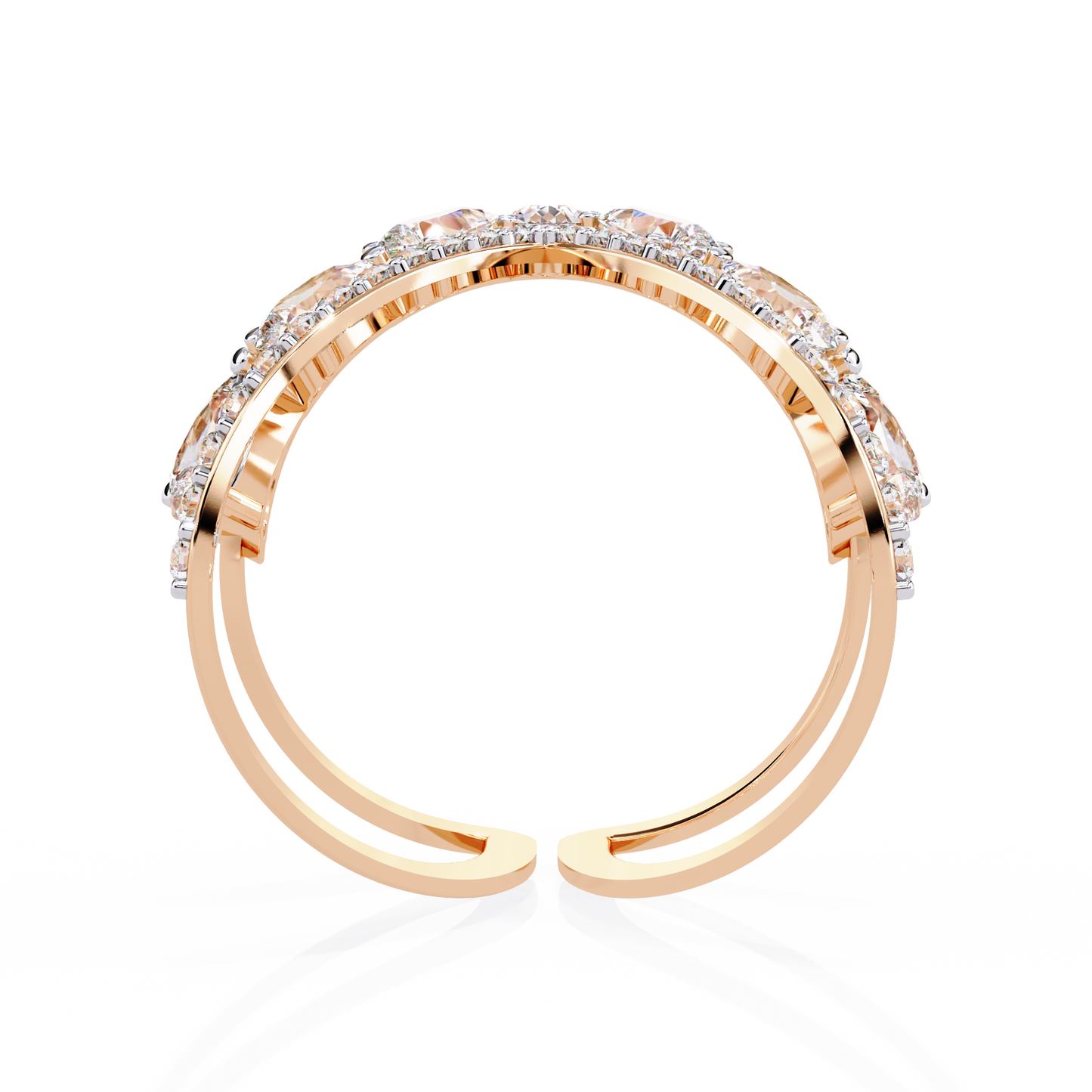 The Apex Statement: Diamond V-Shape Crown Ring in Yellow Gold - 1.42 Ct