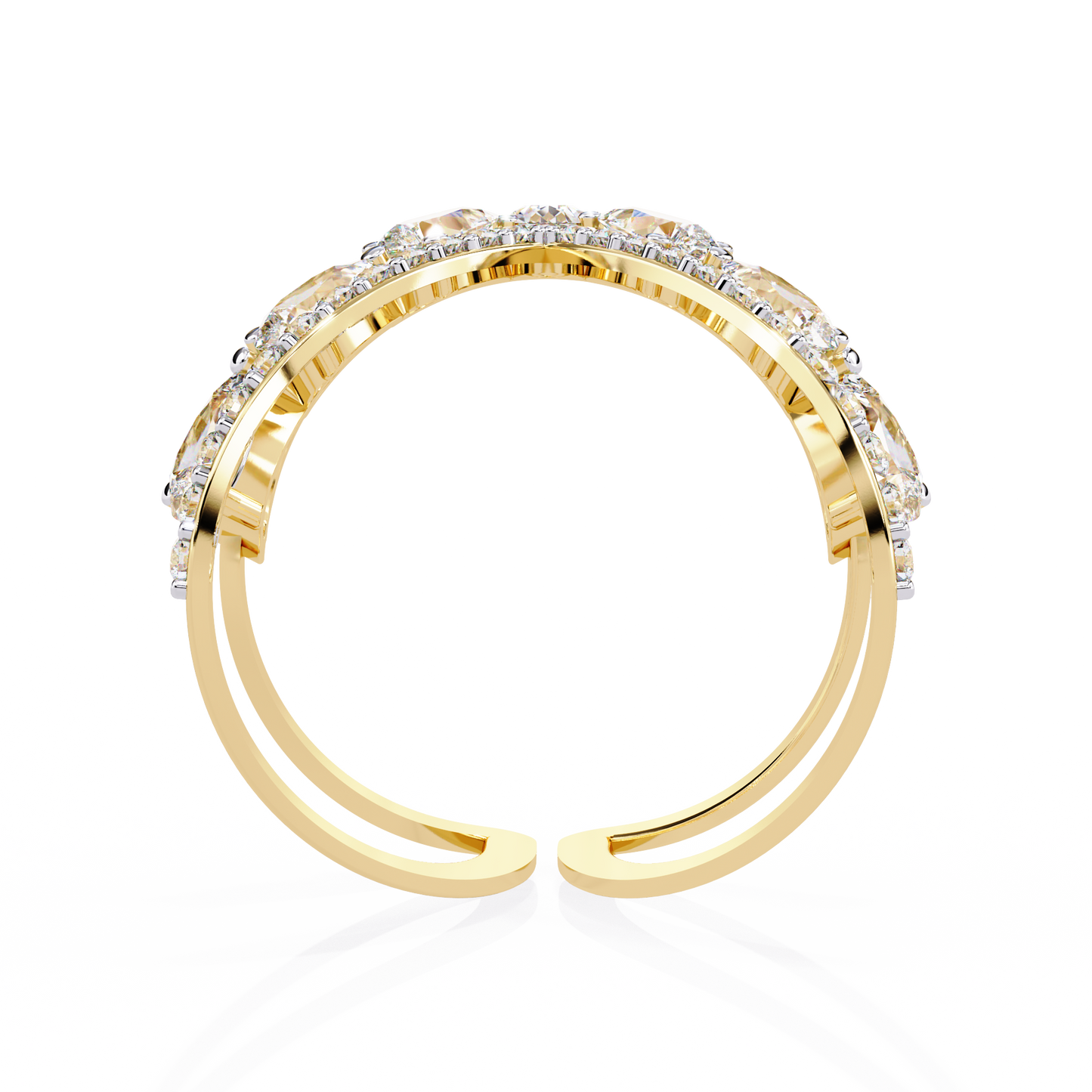 The Apex Statement: Diamond V-Shape Crown Ring in Yellow Gold - 1.42 Ct