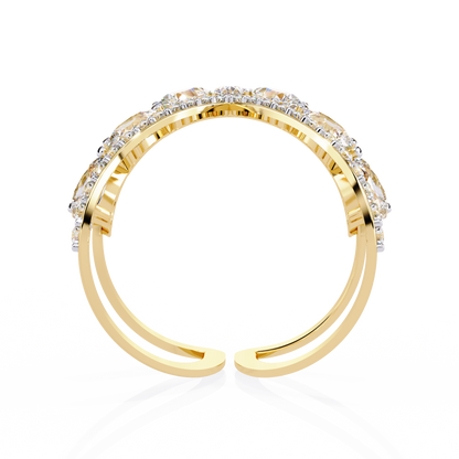 The Apex Statement: Diamond V-Shape Crown Ring in Yellow Gold - 1.42 Ct