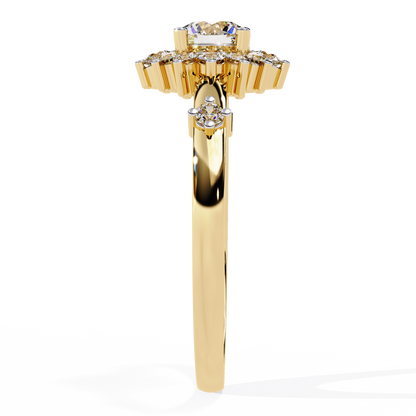 The Vintage Aurora Halo: (0.55 CTW) Round-Cut Diamond Ring In Solid Gold