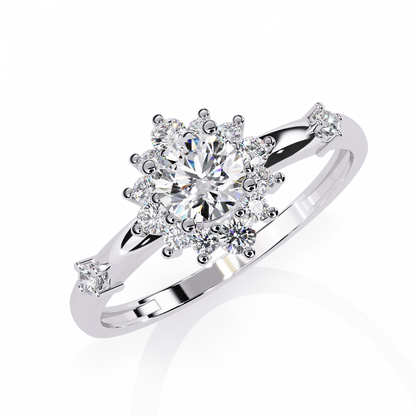 The Vintage Aurora Halo: (0.55 CTW) Round-Cut Diamond Ring In Solid Gold