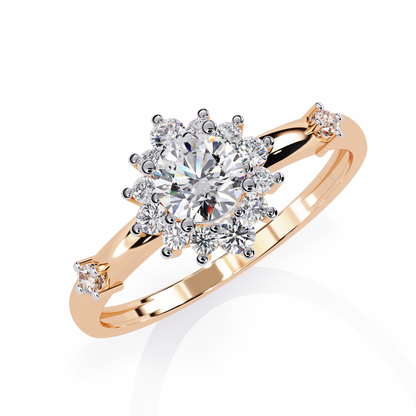 The Vintage Aurora Halo: (0.55 CTW) Round-Cut Diamond Ring In Solid Gold