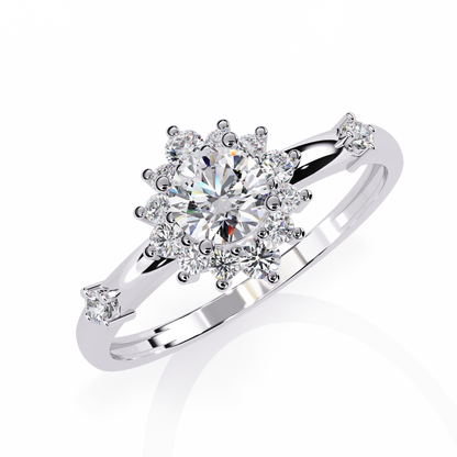 The Vintage Aurora Halo: (0.55 CTW) Round-Cut Diamond Ring In Solid Gold