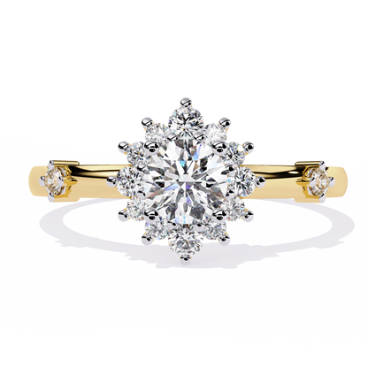 The Vintage Aurora Halo: (0.55 CTW) Round-Cut Diamond Ring In Solid Gold