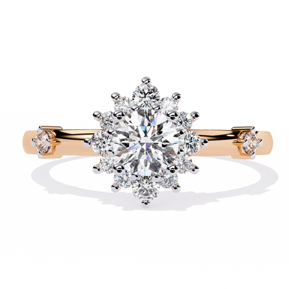 The Vintage Aurora Halo: (0.55 CTW) Round-Cut Diamond Ring In Solid Gold