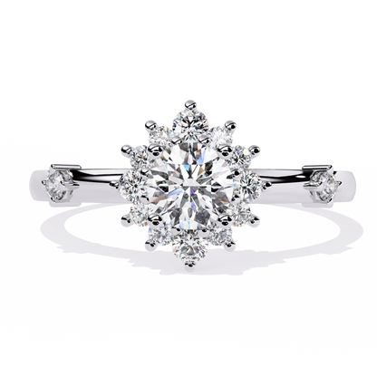 The Vintage Aurora Halo: (0.55 CTW) Round-Cut Diamond Ring In Solid Gold