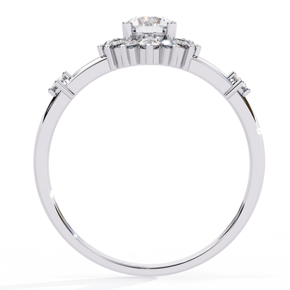 The Vintage Aurora Halo: (0.55 CTW) Round-Cut Diamond Ring In Solid Gold