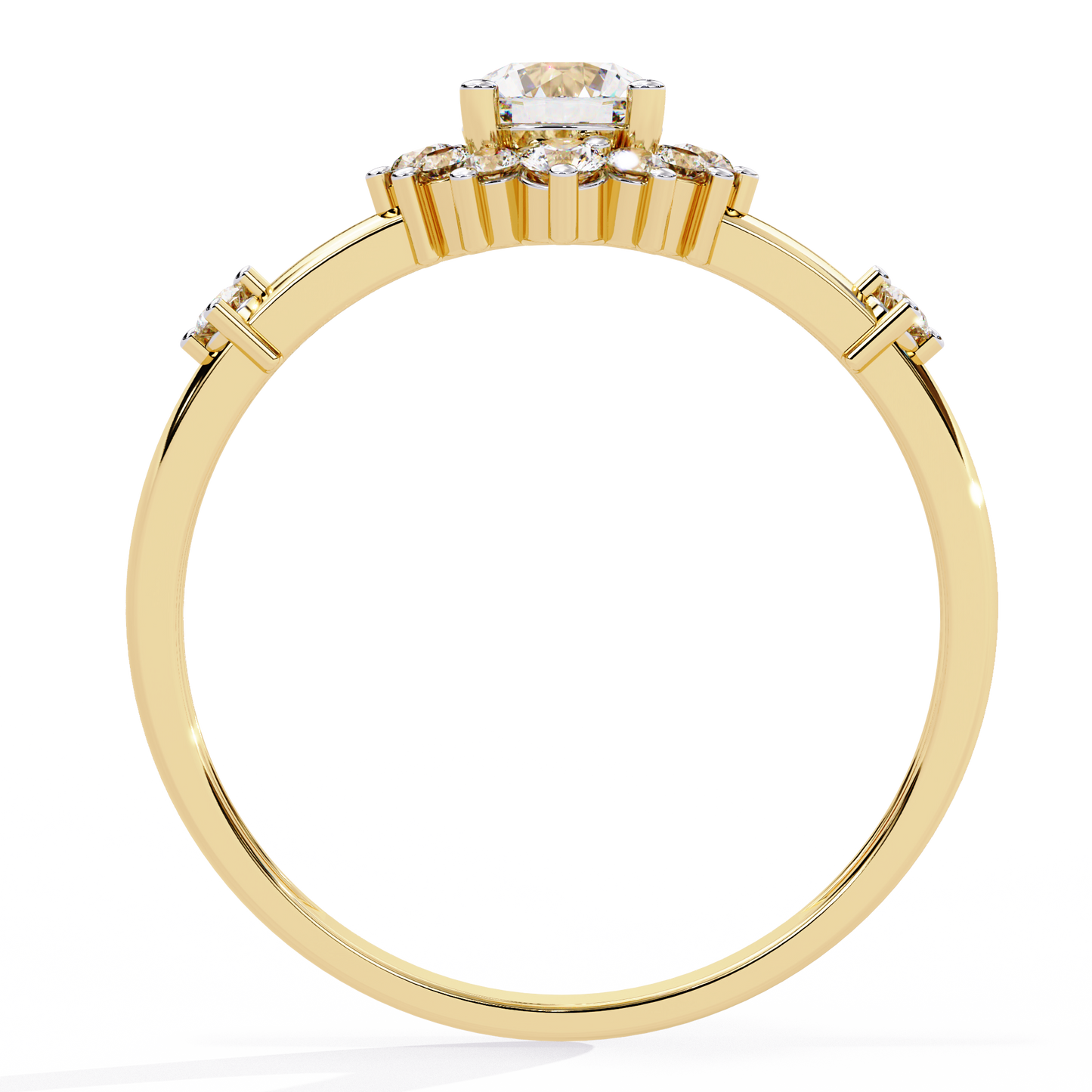 The Vintage Aurora Halo: (0.55 CTW) Round-Cut Diamond Ring In Solid Gold