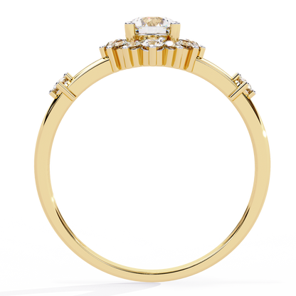 The Vintage Aurora Halo: (0.55 CTW) Round-Cut Diamond Ring In Solid Gold