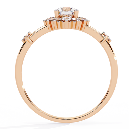 The Vintage Aurora Halo: (0.55 CTW) Round-Cut Diamond Ring In Solid Gold