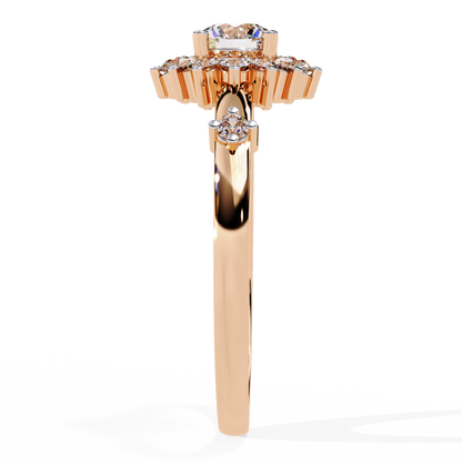 The Vintage Aurora Halo: (0.55 CTW) Round-Cut Diamond Ring In Solid Gold