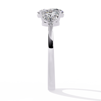 Oval Diamond Engagement Ring with Marquise Side Stones In Gold - 1.37 Ct
