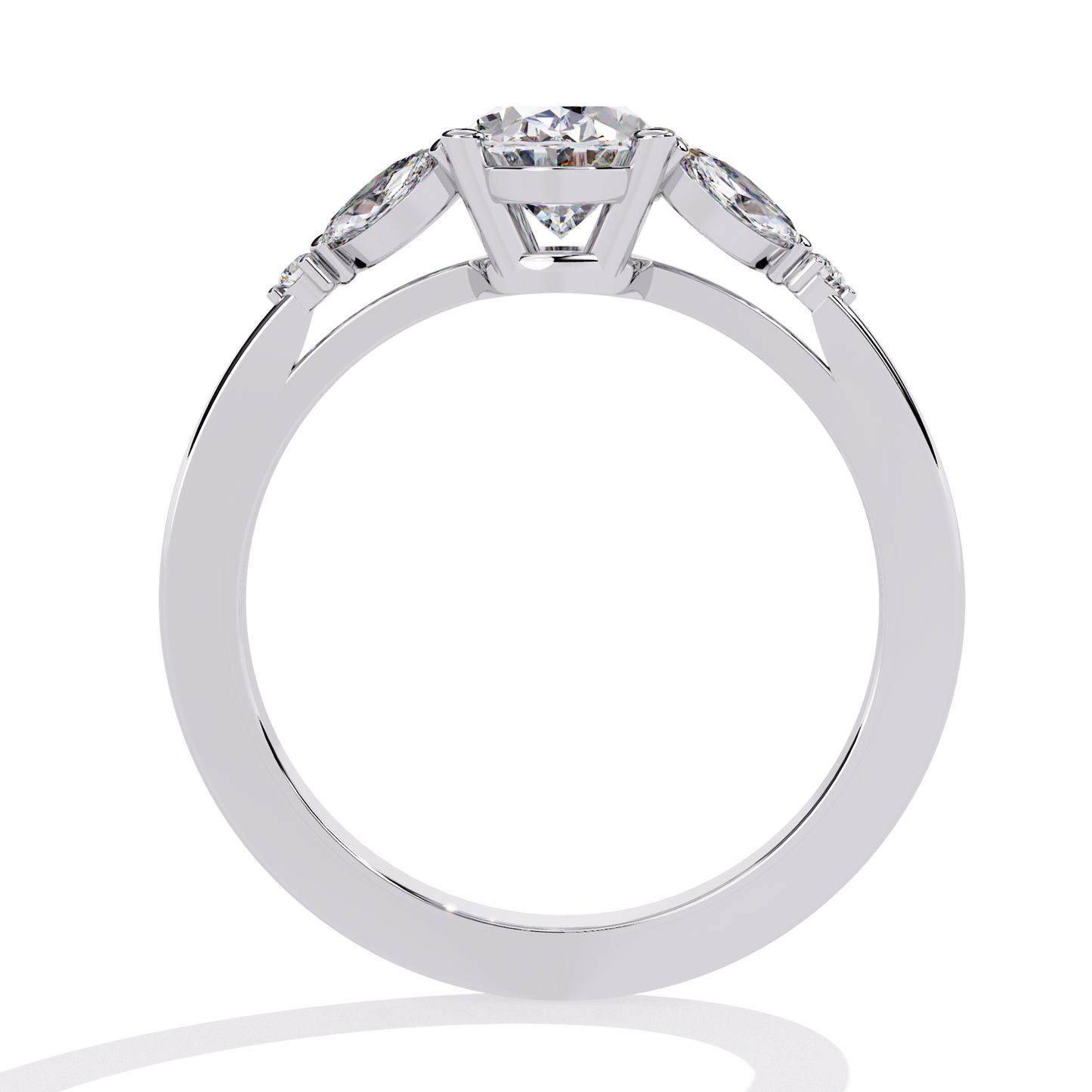 Oval Diamond Engagement Ring with Marquise Side Stones In Gold - 1.37 Ct