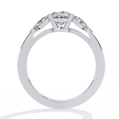 Oval Diamond Engagement Ring with Marquise Side Stones In Gold - 1.37 Ct