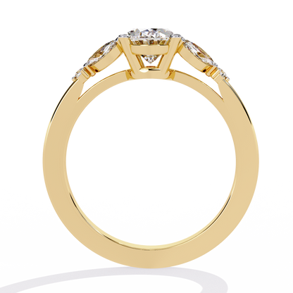 Oval Diamond Engagement Ring with Marquise Side Stones In Gold - 1.37 Ct