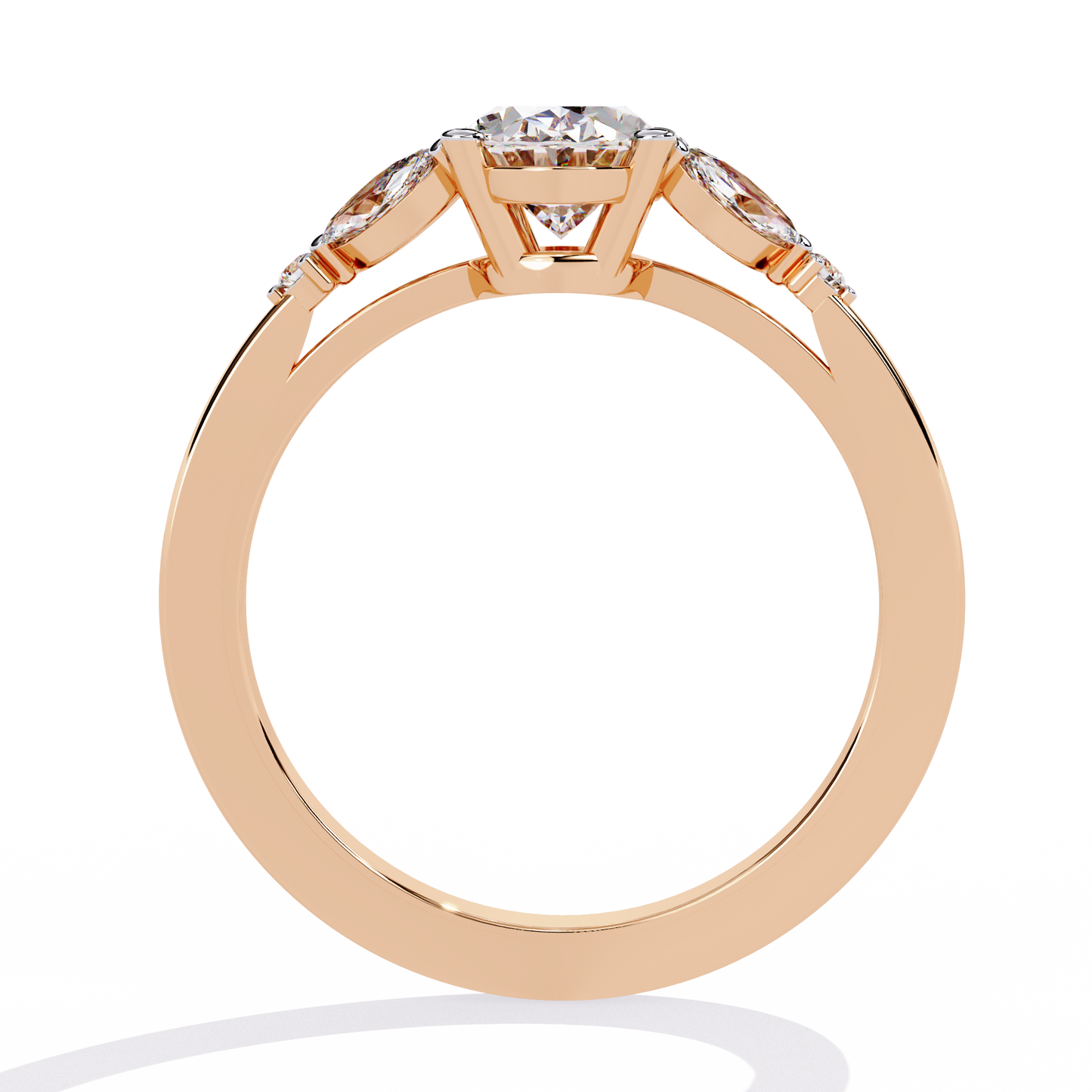 Oval Diamond Engagement Ring with Marquise Side Stones In Gold - 1.37 Ct