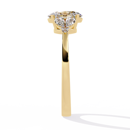 Oval Diamond Engagement Ring with Marquise Side Stones In Gold - 1.37 Ct