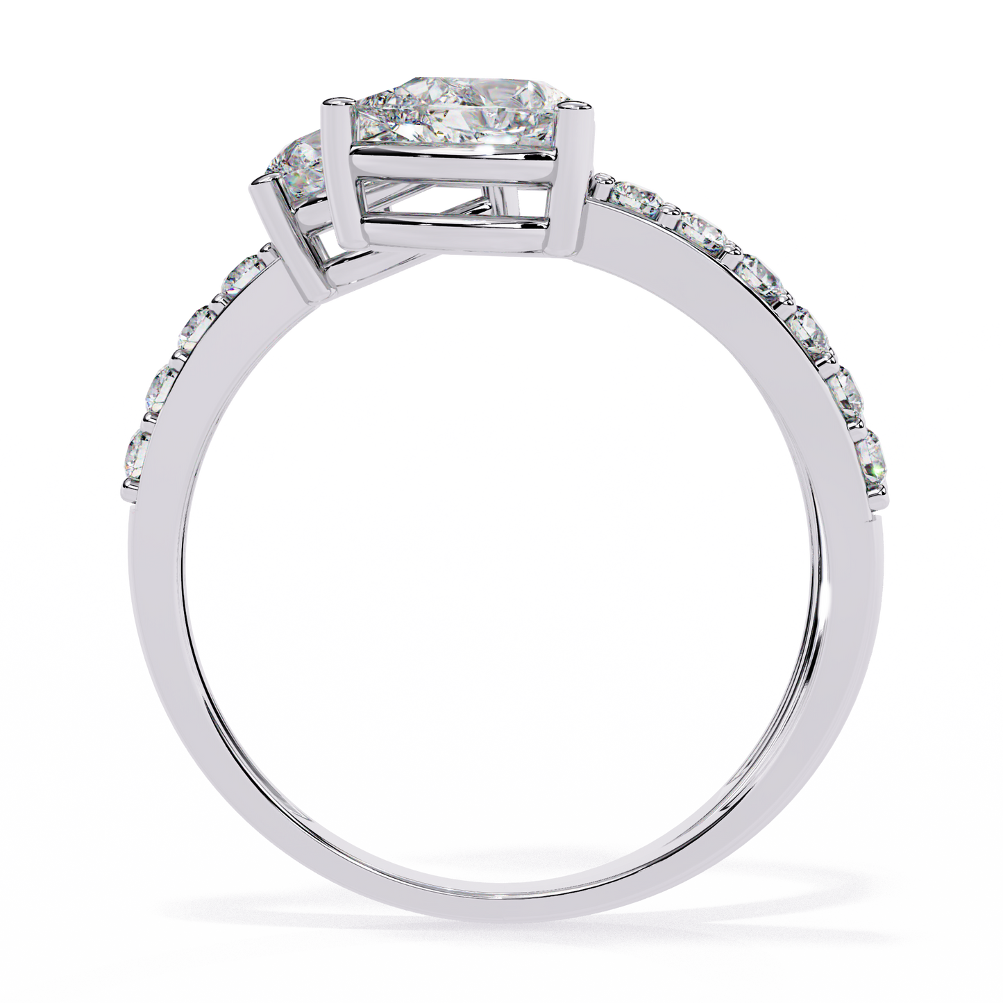Open-Cuff Three-Stone Pear Diamond Ring In Gold - 1.34 Ct