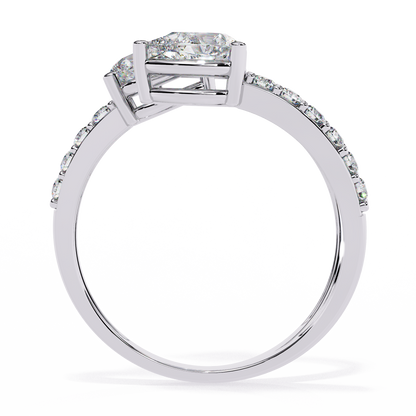 Open-Cuff Three-Stone Pear Diamond Ring In Gold - 1.34 Ct