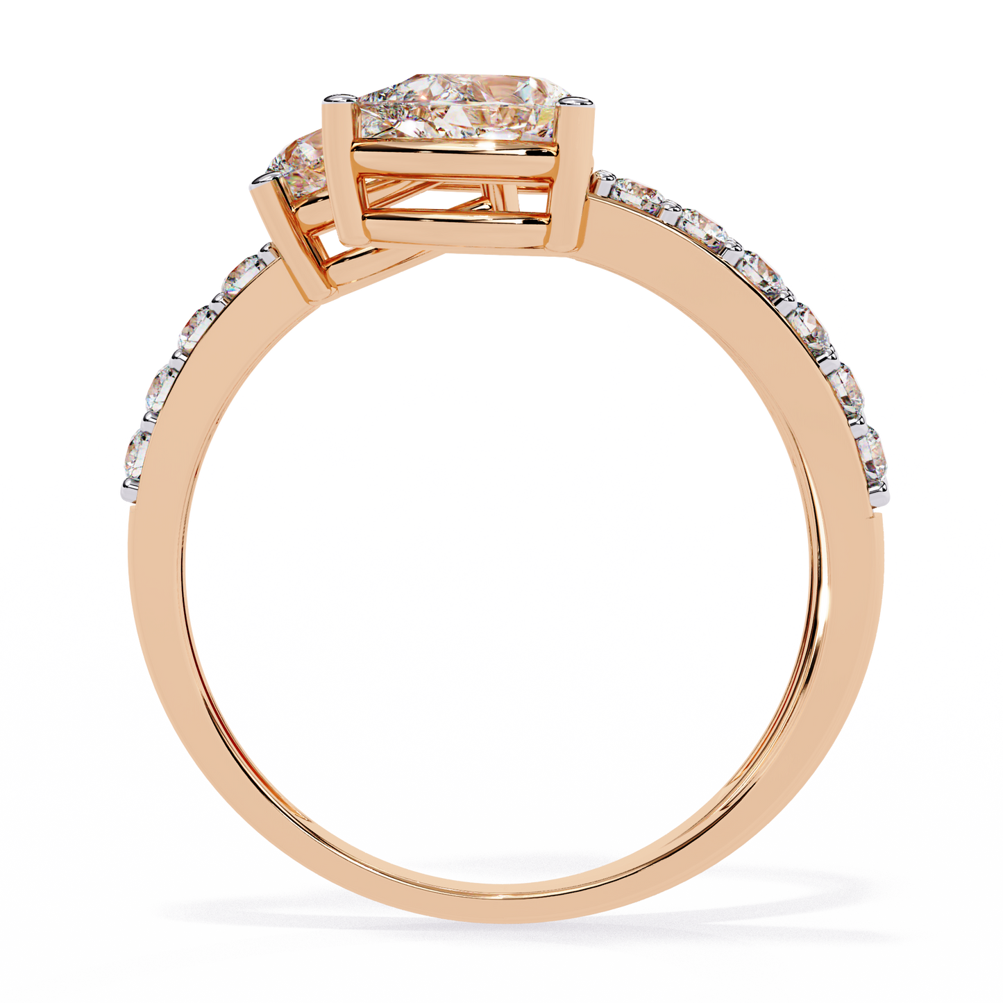 Open-Cuff Three-Stone Pear Diamond Ring In Gold - 1.34 Ct