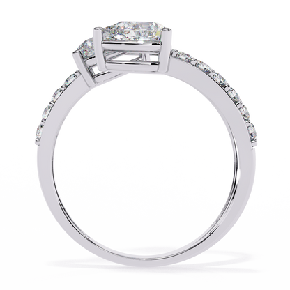 Open-Cuff Three-Stone Pear Diamond Ring In Gold - 1.34 Ct