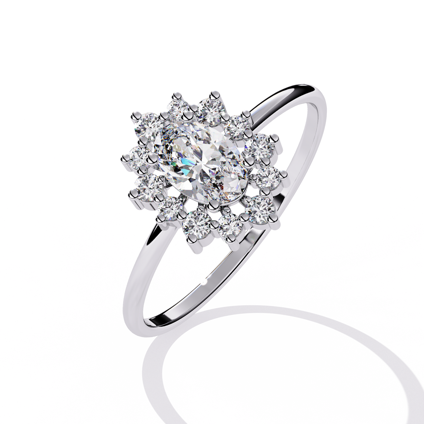 The Royal Cluster Oval Diamond Ring In Gold - 0.52 Ct