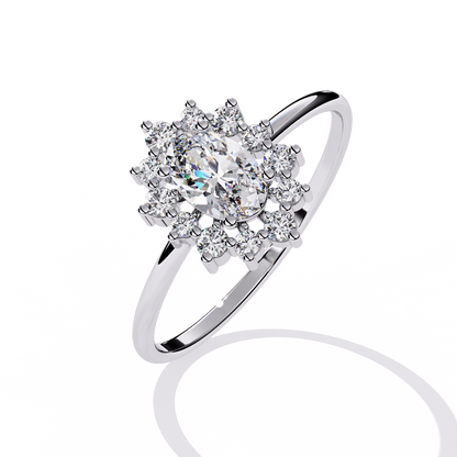 The Royal Cluster Oval Diamond Ring In Gold - 0.52 Ct