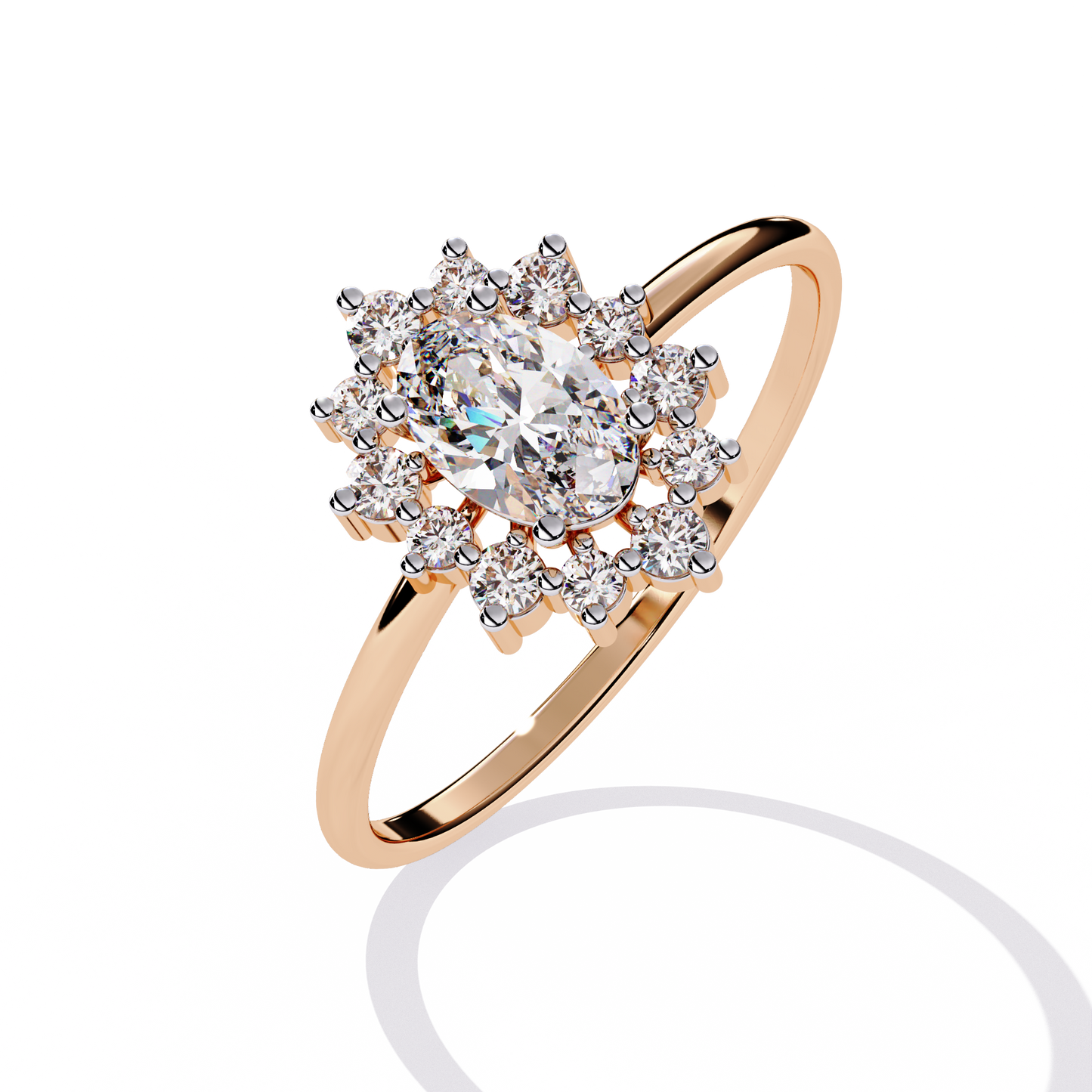 The Royal Cluster Oval Diamond Ring In Gold - 0.52 Ct