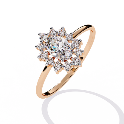 The Royal Cluster Oval Diamond Ring In Gold - 0.52 Ct